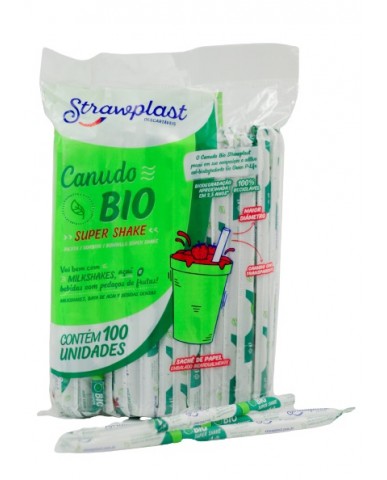 Canudo Biodegradável 8mm Strawplast c/ 100
